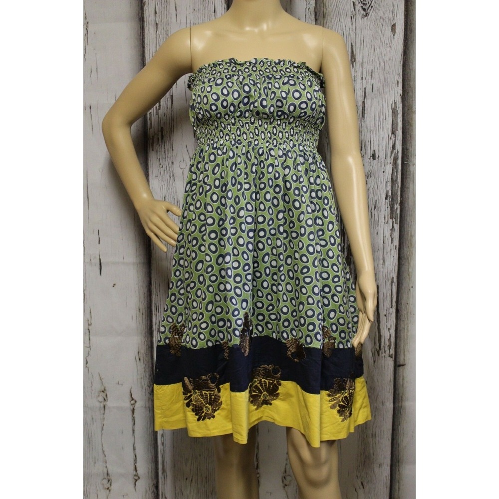 Sugar Lips Dress M Silk Strapless Empire Waist Floral Embroidered Party Evening